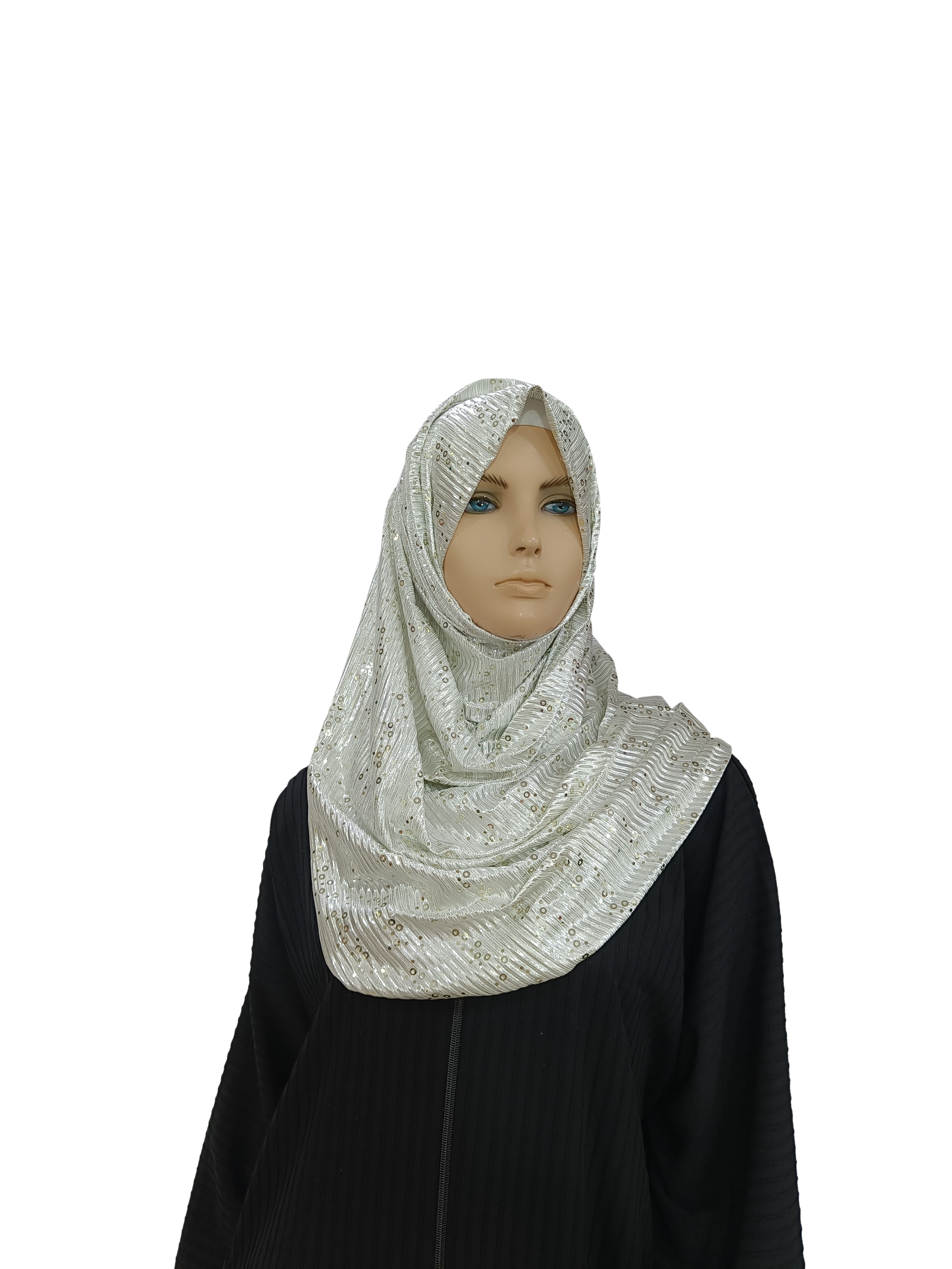 Stretchable Pleated Glitter Fabric Stole lightweight and soft fabric - B004P030
