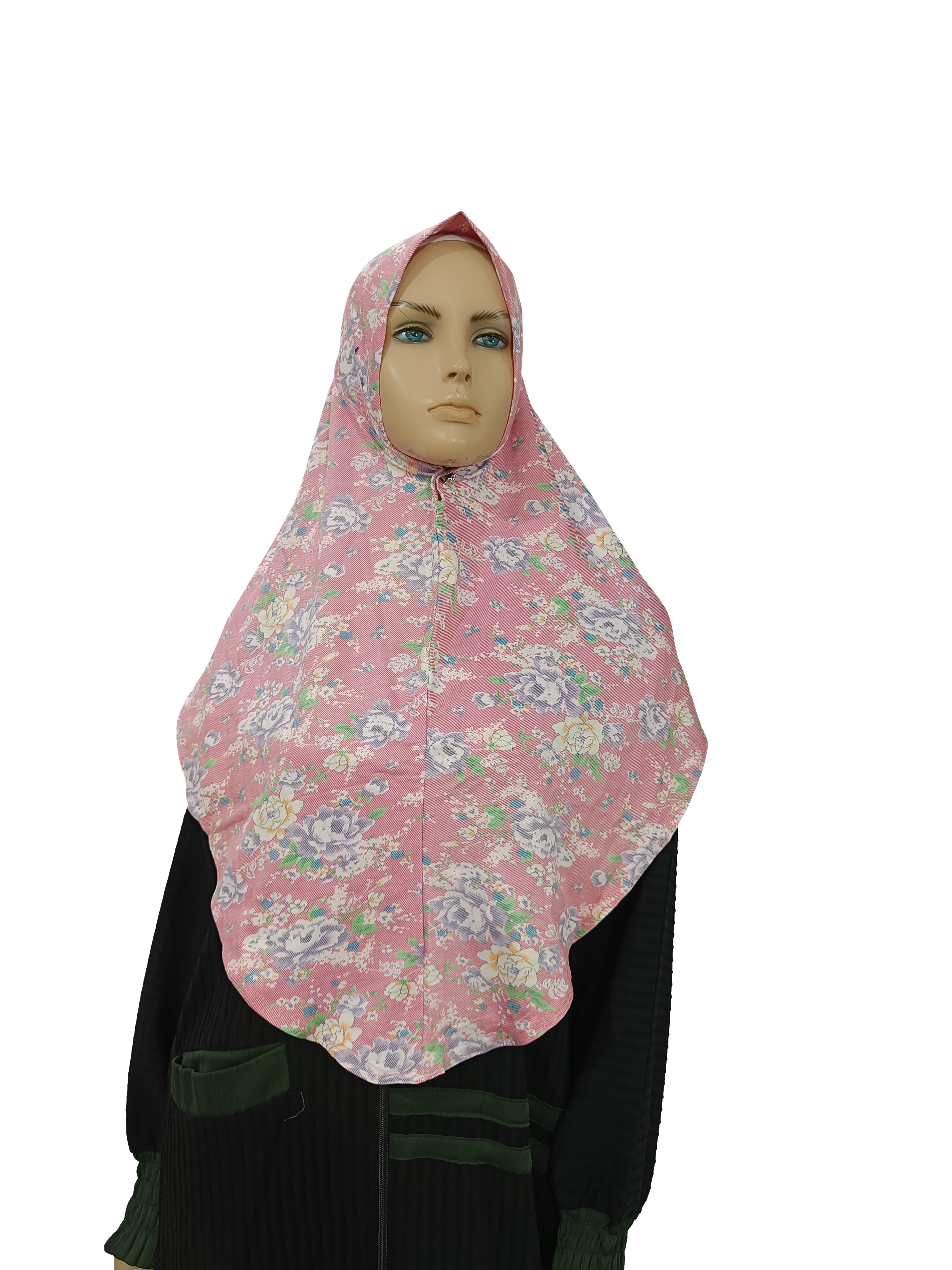 Denim Floral Printed Hijab - B005006