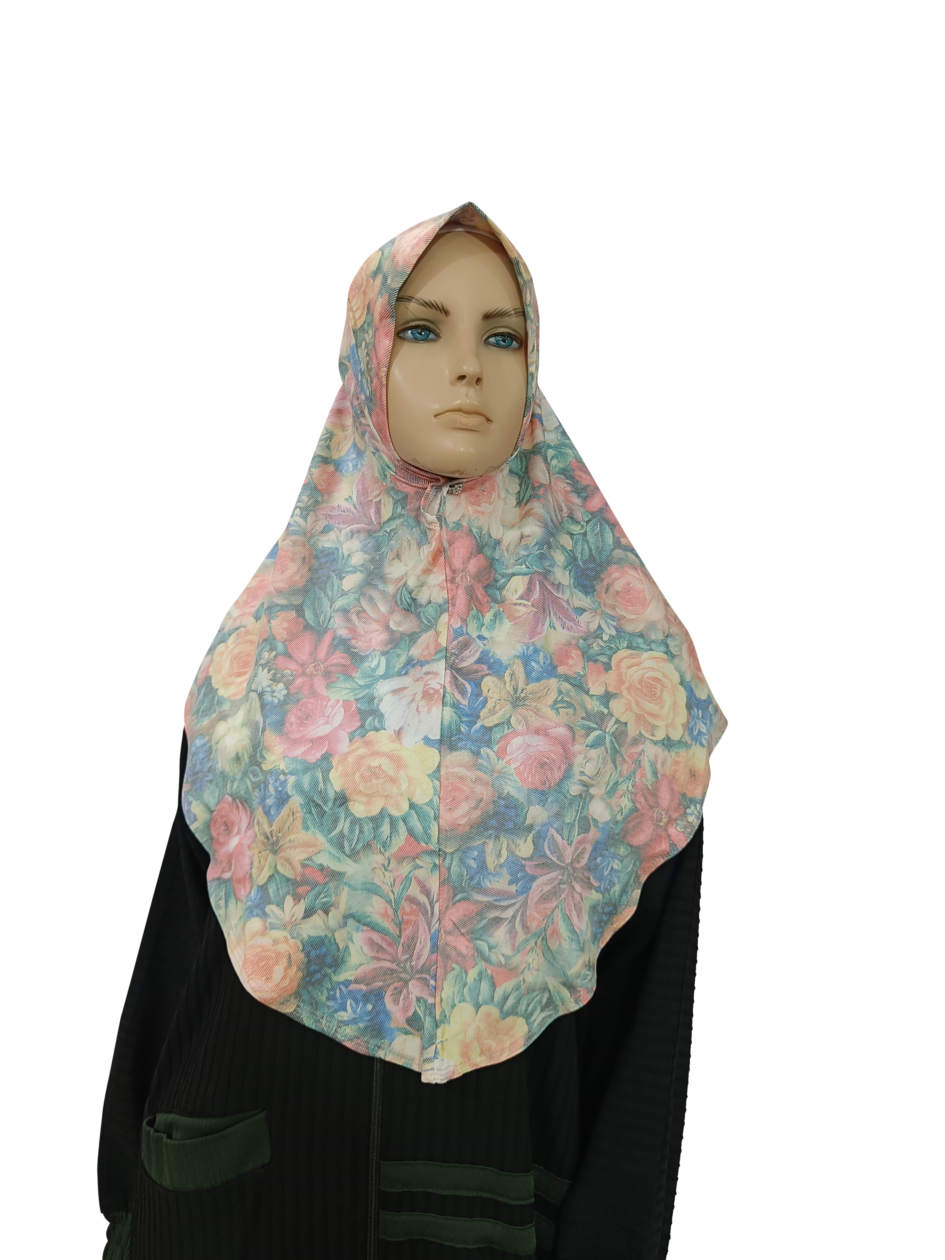 Denim Floral Printed Hijab - B005007