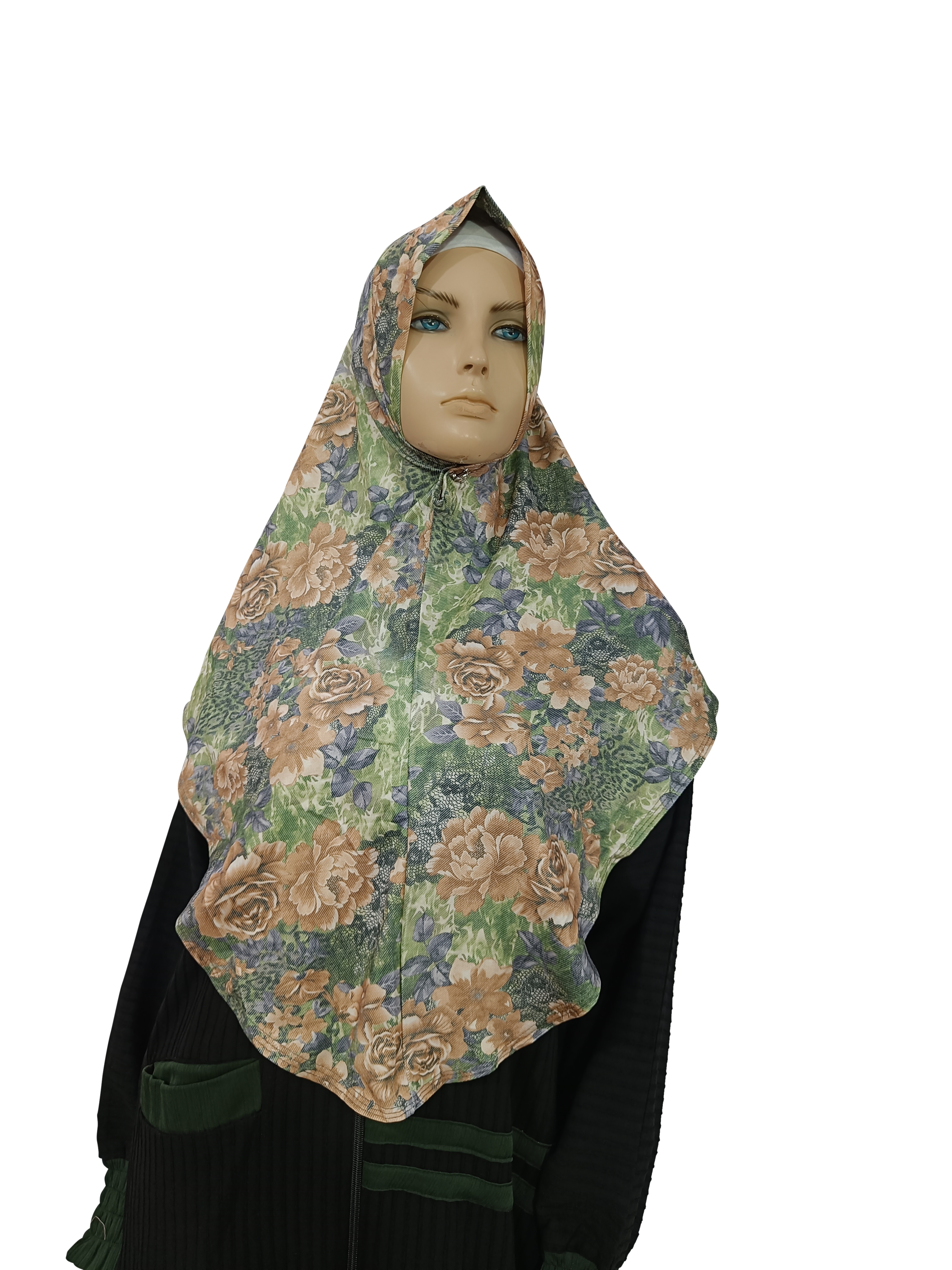 Denim Floral Printed Hijab - B005009