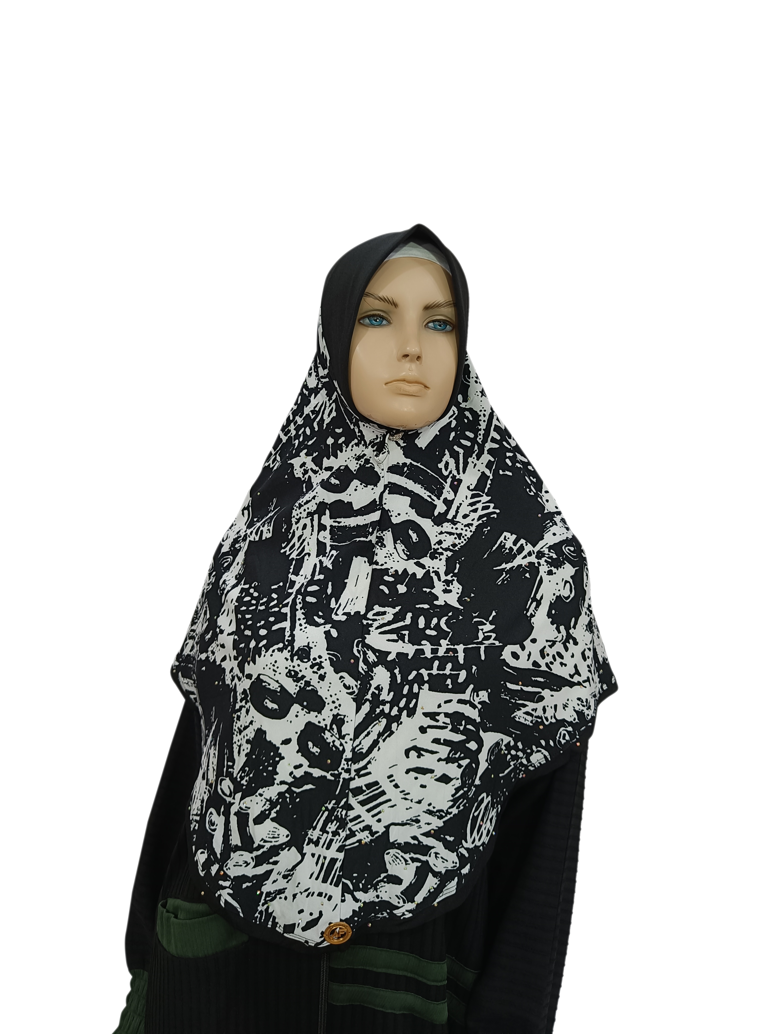 Instant Black and White Hijab - B006P002