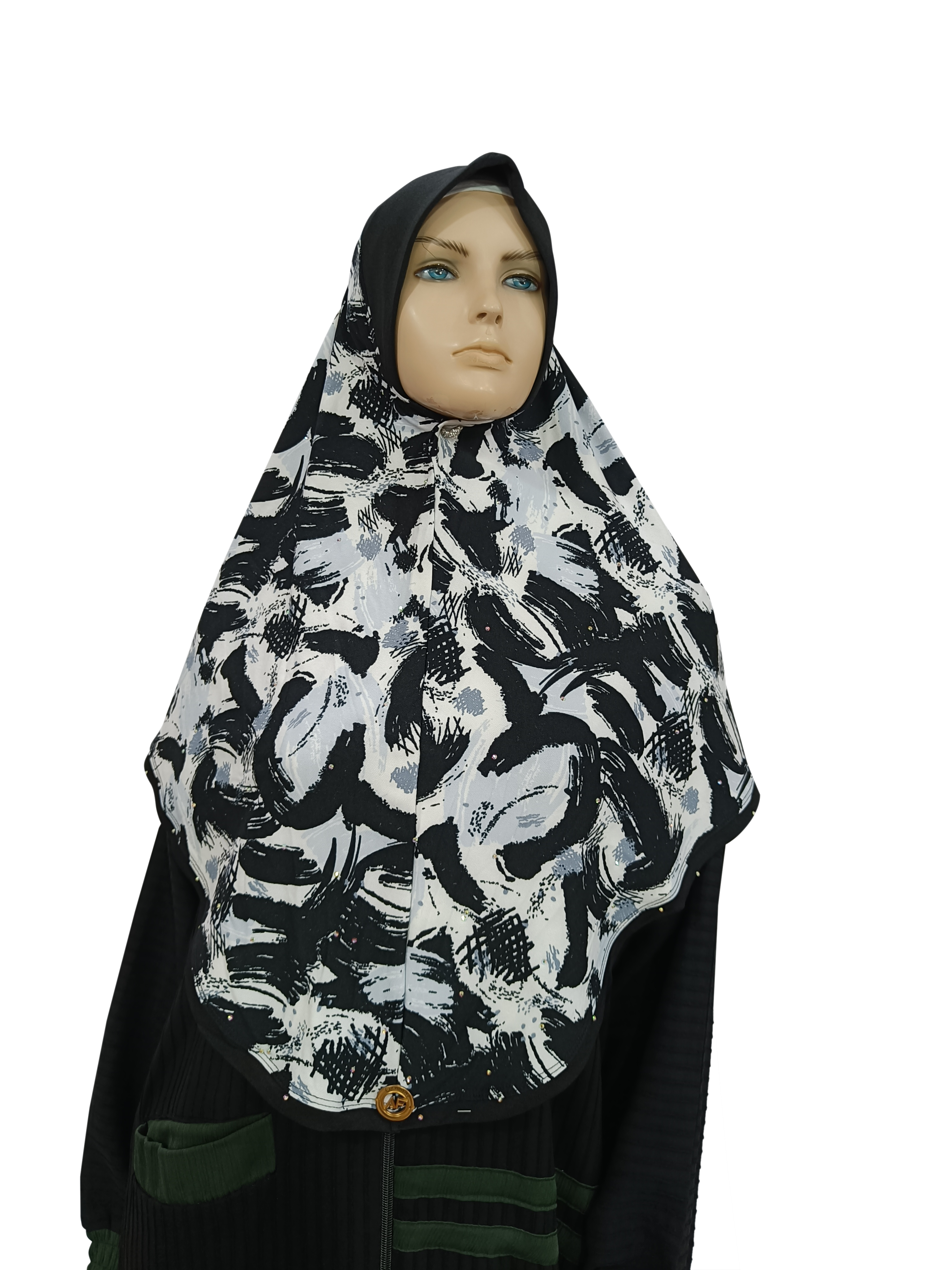 Instant Black and White Hijab - B006P004