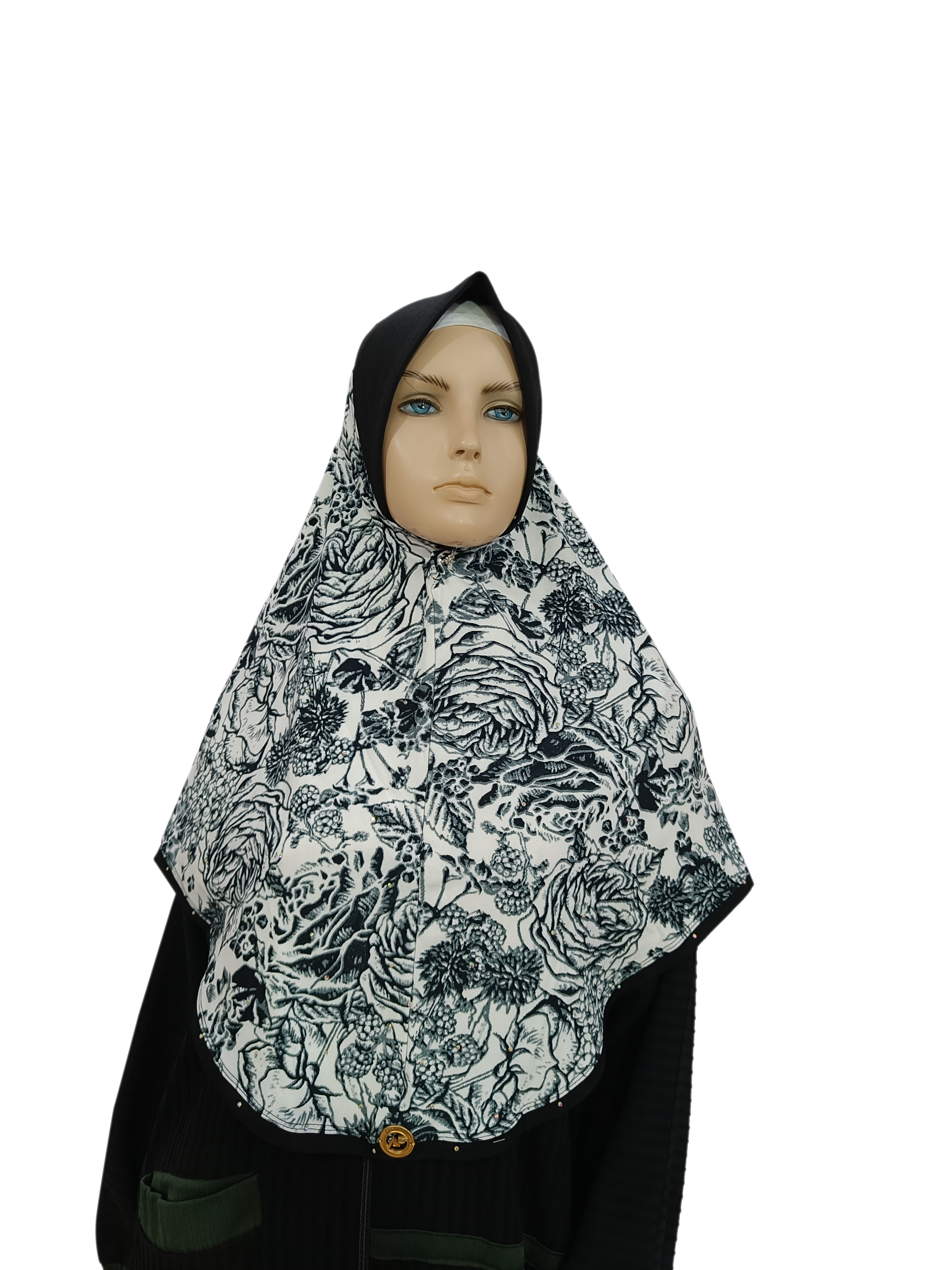 Instant Black and White Hijab - B006P005