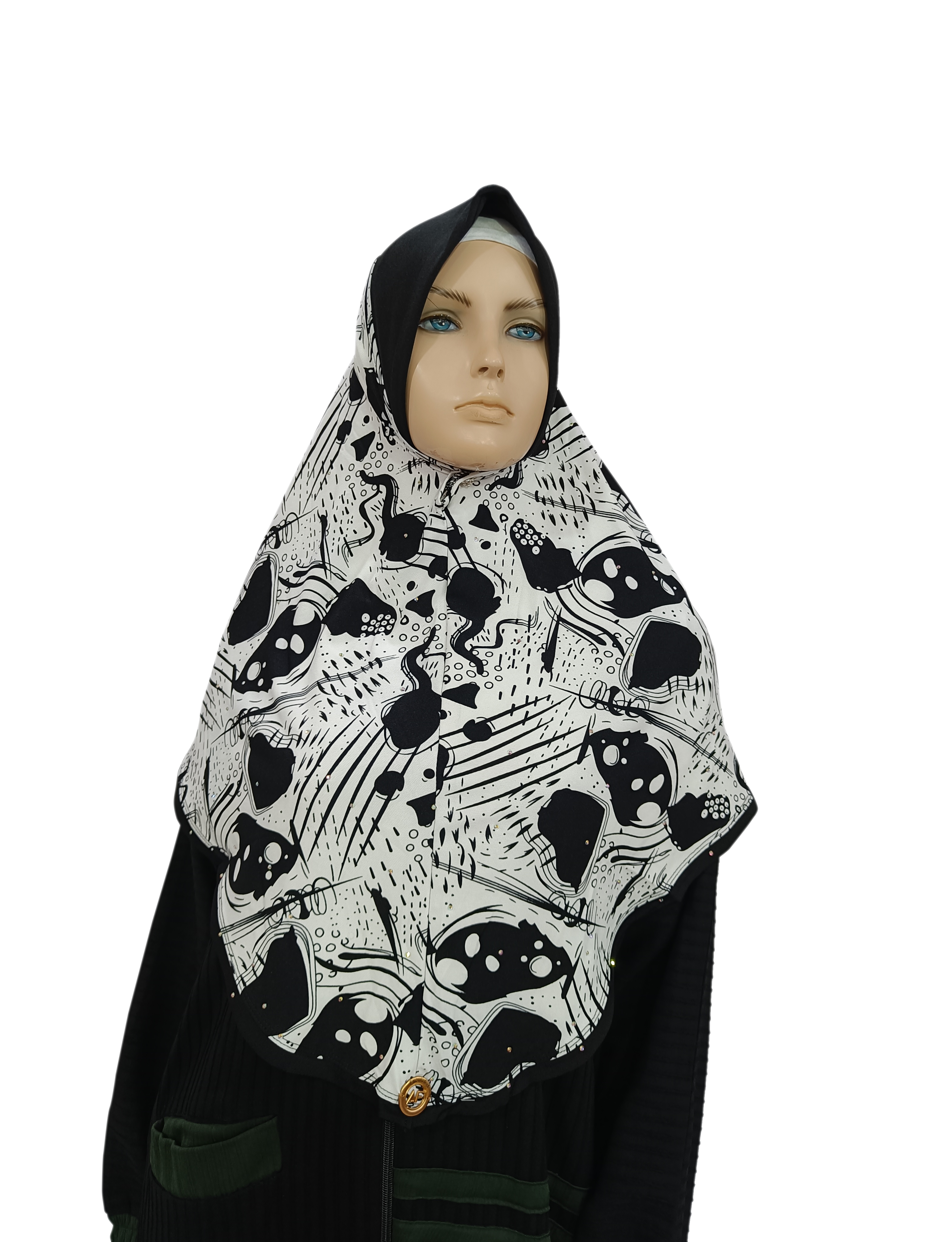 Instant Black and White Hijab - B006P006
