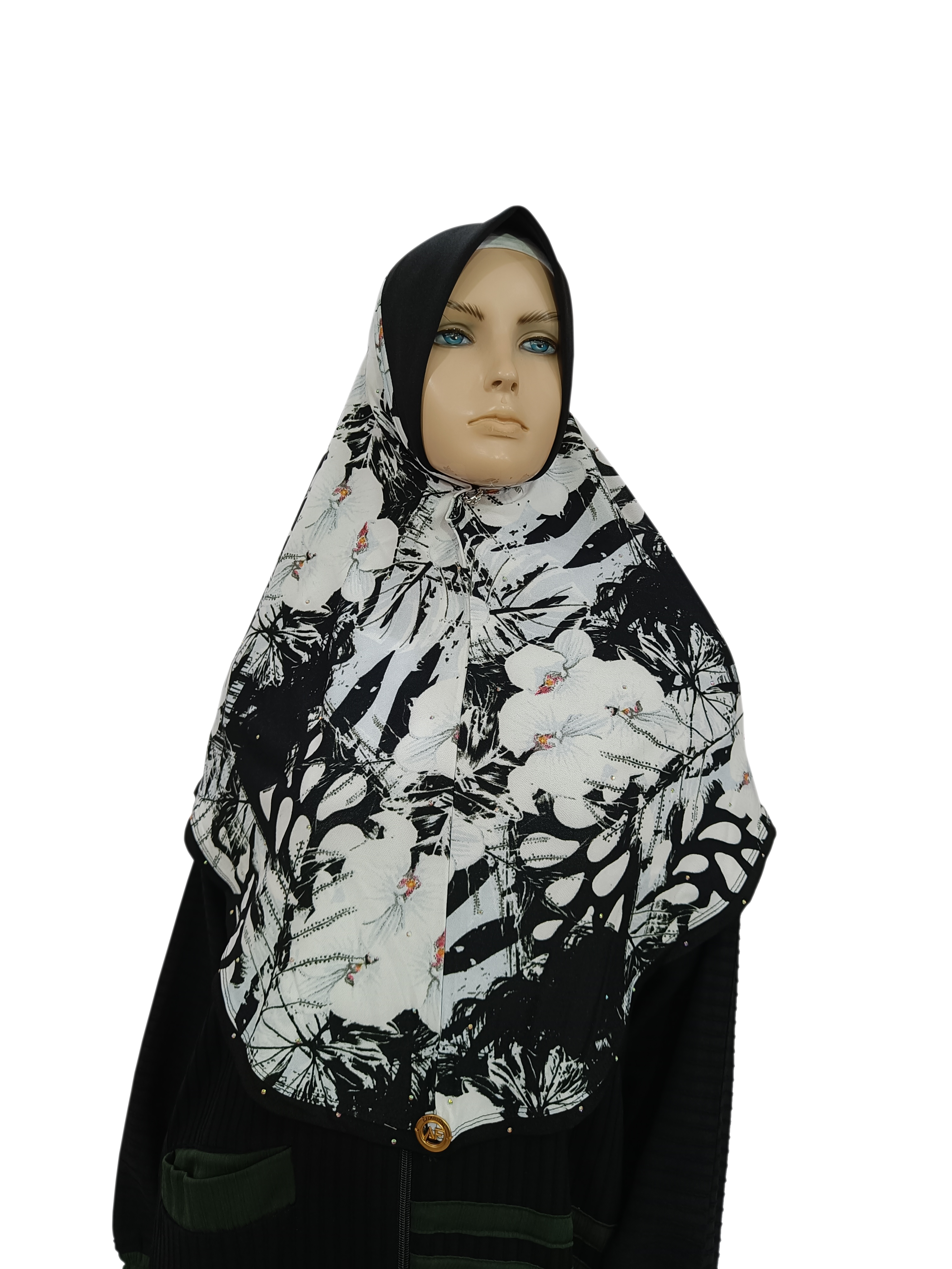 Instant Black and White Hijab - B006P007