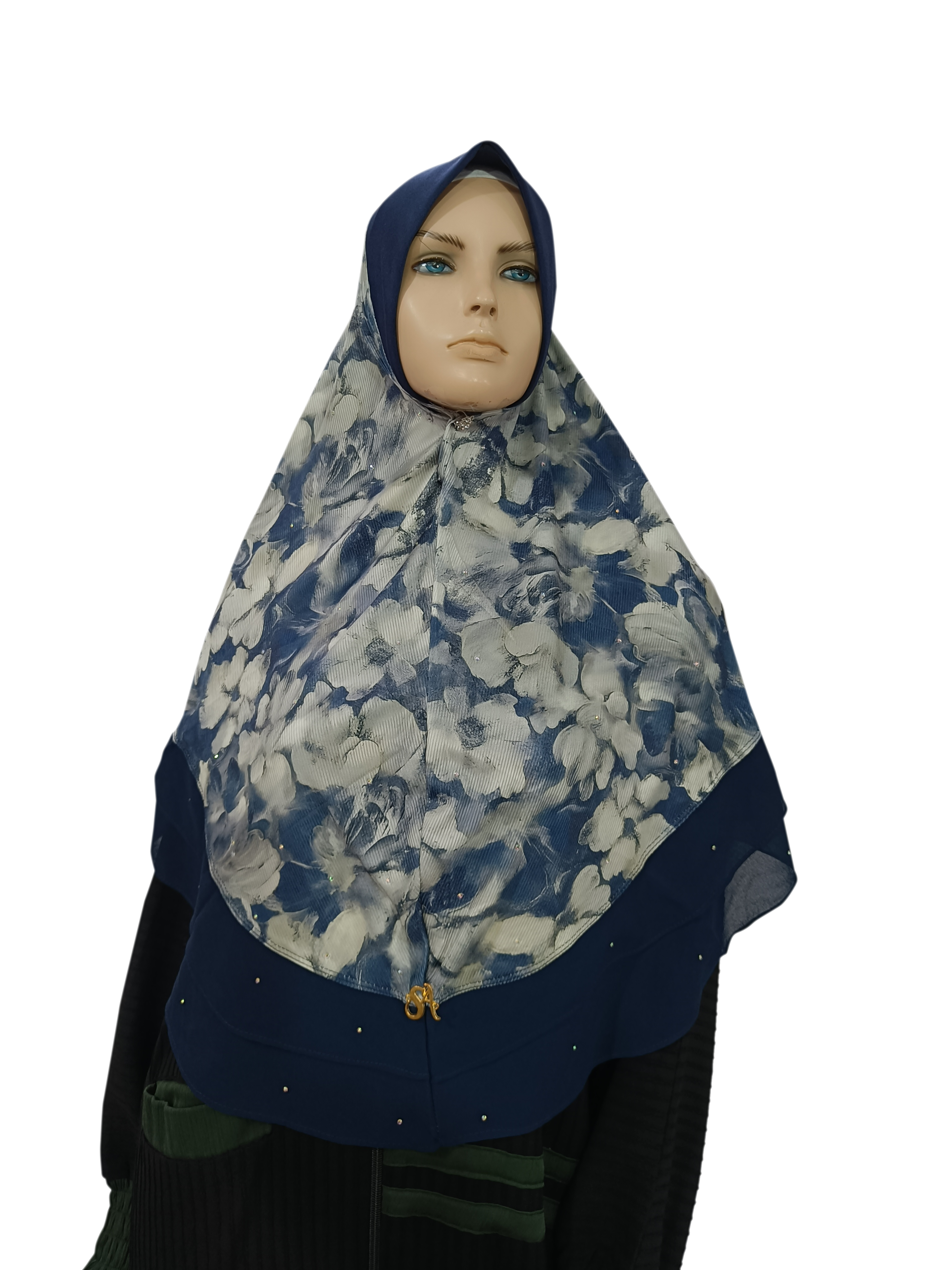 Floral Instant Layer Hijab with Stone - B006P024