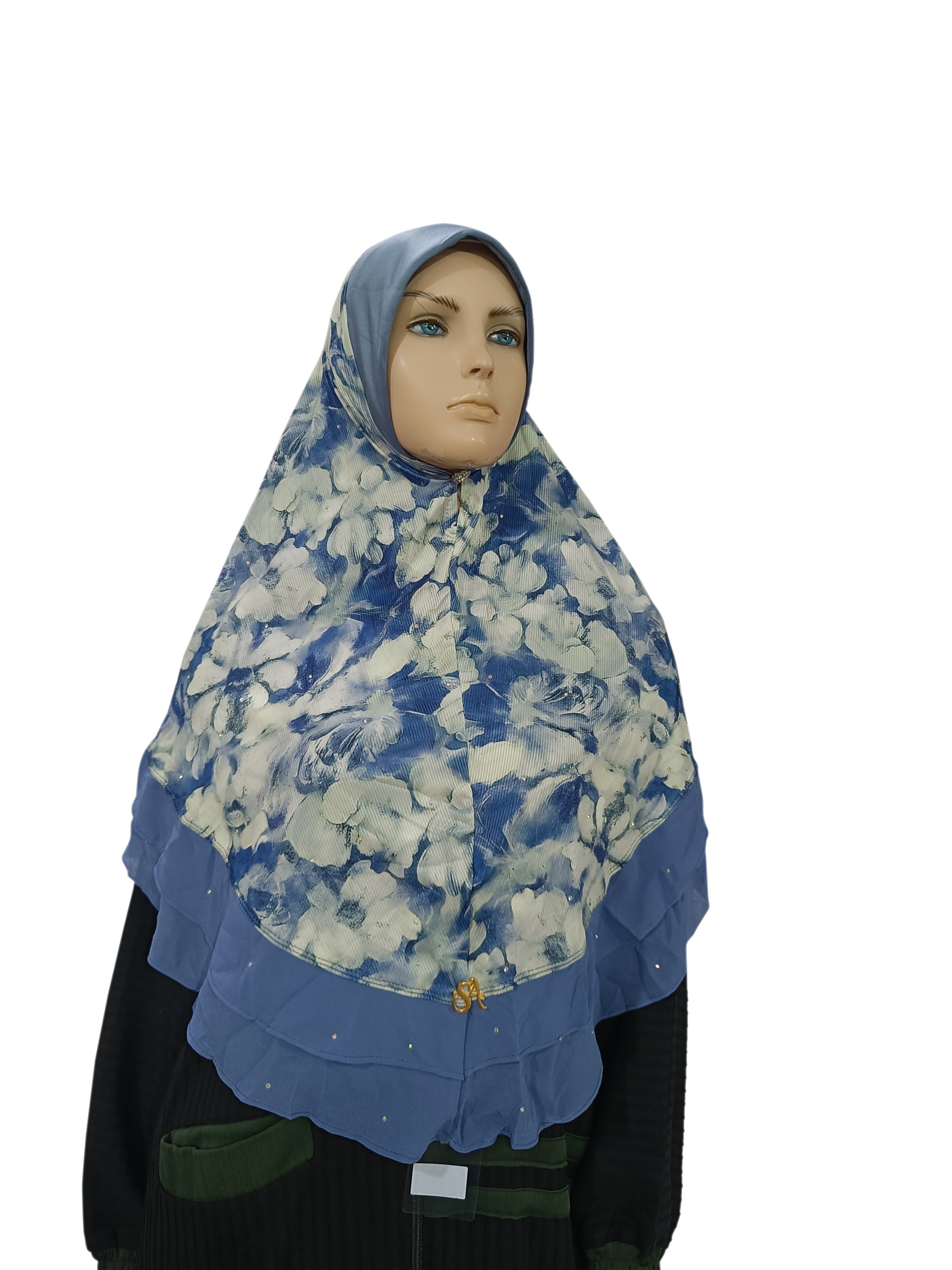 Floral Instant Layer Hijab with Stone - B006P025