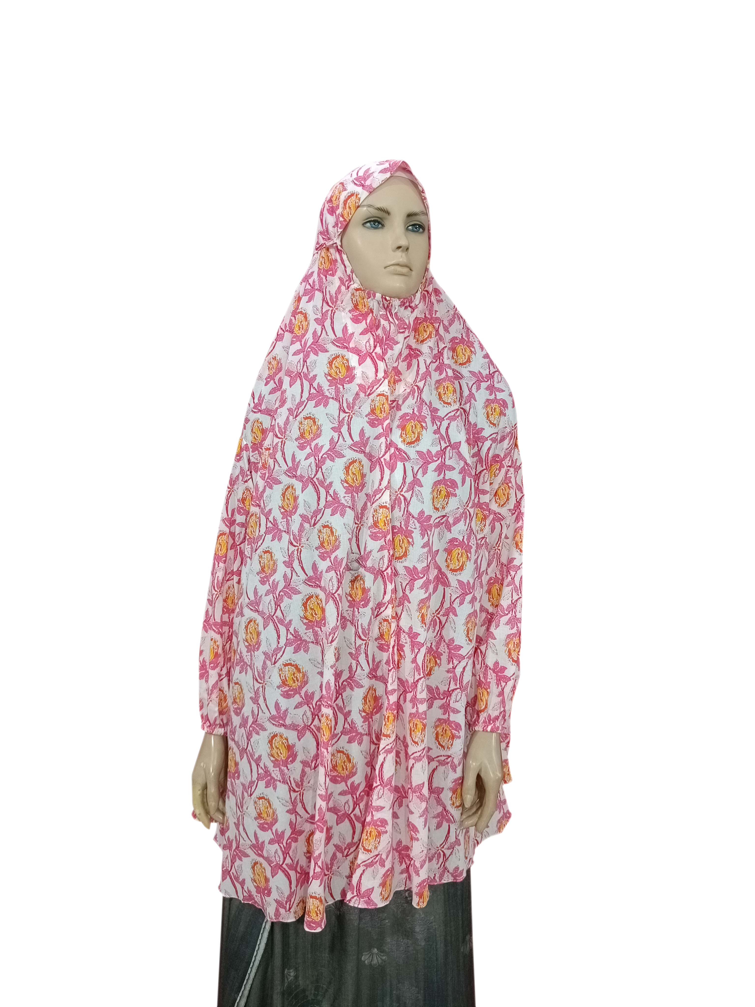 Premium Printed Namaz / Salah Hijab With Sleeves (Free Size) - B001P013