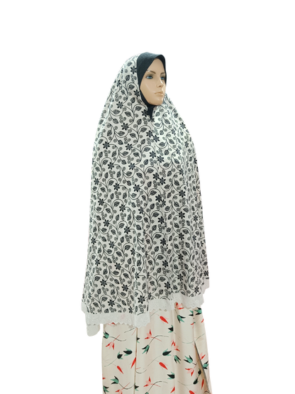Printed Cotton Namaaz Hijab – Soft, Breathable & Full Coverage.B009P018