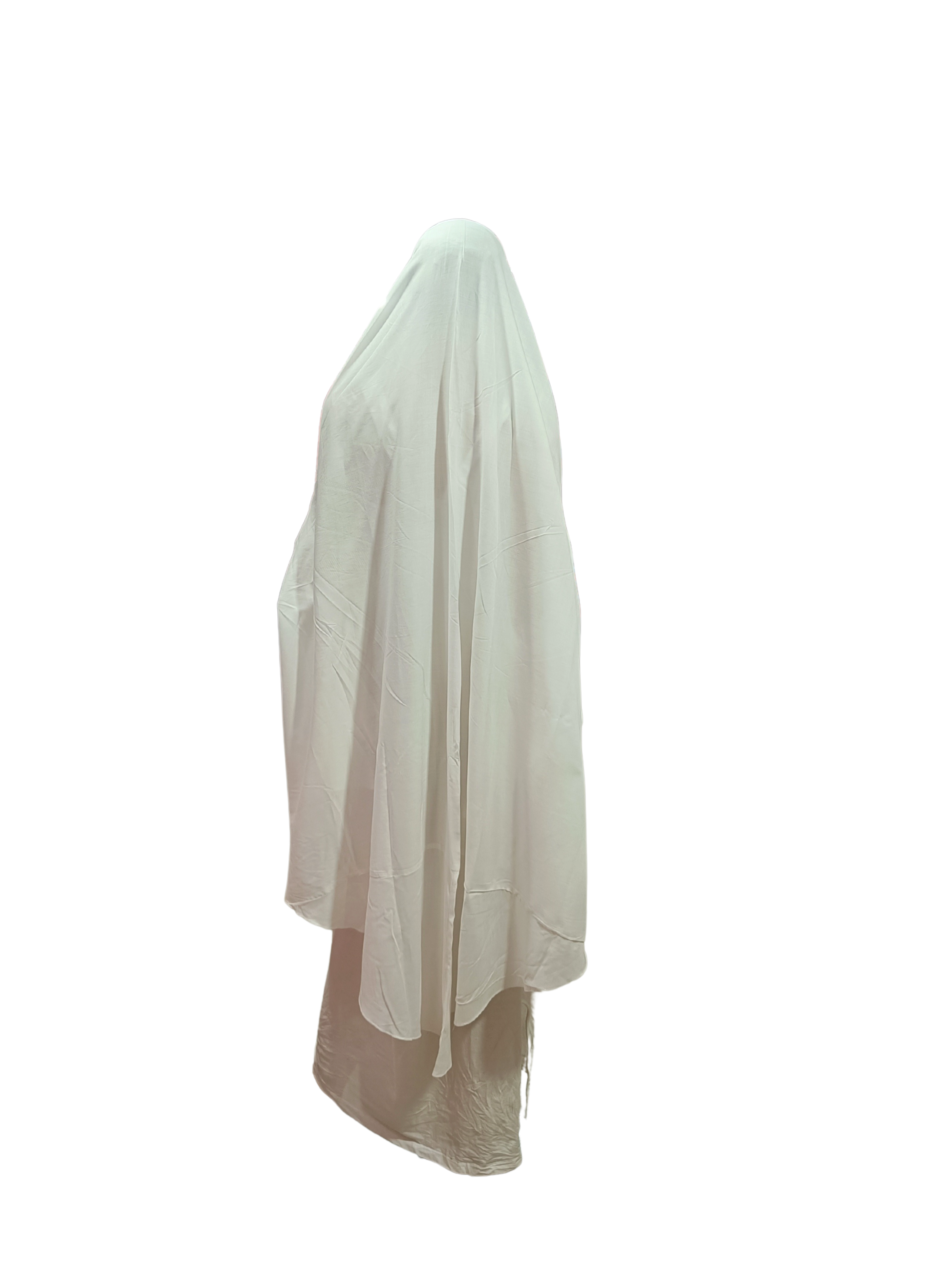 Plain White Namaz Jilbab with Sleeves– Soft, Breathable & Full Coverage.B009P031